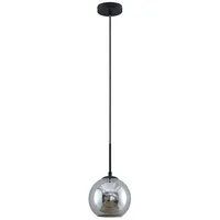LINDBY Hängelampe Jurian, schwarz/rauchgrau, 20cm, Glas, E27