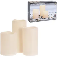 Mojawo Outdoor LED Kerzen Set 3tlg Höhe 15/20/25 cm