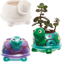 Baker Ross FX594 Schildkröten-Keramik-Blumentöpfe - 2er-Packung, Bemalen-Sie-Ihren-eigenen-Blumentopf