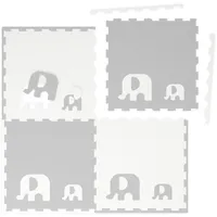 Relaxdays Puzzlematte, Elefanten, schadstofffreier Schaumstoff, Kindermatte, weiß/grau