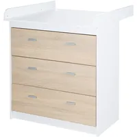 Roba Wickelkommode mit abnehmbarem Wickelansatz „Gabriella“, bicolor, 3 Schubladen,