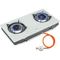 Klarstein Barzona Gaskochfeld, 2-Brenner Edelstahl & Glas, 7,7kW, Tragbarer