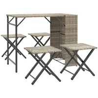 VidaXL 5-tlg. Garten-Essgruppe Klappbar Hellgrau Poly Rattan