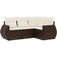 VidaXL 4-tlg. Garten-Sofagarnitur mit Kissen Braun Poly Rattan