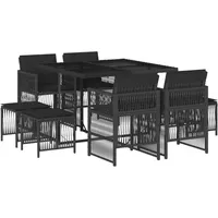 VidaXL Gartenmöbel Set 9-tlg. Schwarz