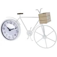 Wellhome Well Home Tischuhr, Fahrrad-Design, Metall, Weiß, 33,5 x