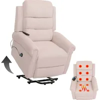 Mendler Fernsehsessel HWC-K63, Relaxsessel, Liegefunktion Aufstehhilfe Massage Heizfunktion, Stoff