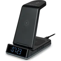 Thomson CL750IS sw 4-in-1 Ladestation Uhr,Nachtlicht,3xInduktion,1xUSB,Android, Wireless Charger, Schwarz