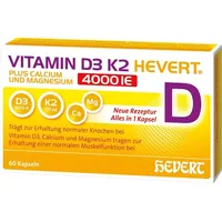 Hevert-Arzneimittel Vitamin D3 K2 Hevert+Calcium u.Magnes.4000 IE Kapseln