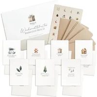 Milula studios 14 Weihnachtskarten mit Umschlag Set Pastell -