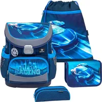 Belmil Mini-Fit Schulranzen-Set 4-teilig "Racing Blue Neon"