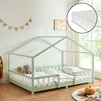 [en.casa] Kinderbett Treviolo 140x200 cm mit Kaltschaummatratze und Gitter