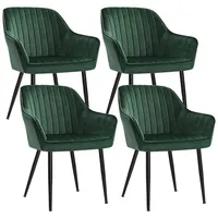 Songmics Polsterstühle 4er Set mit Armlehnen Grün