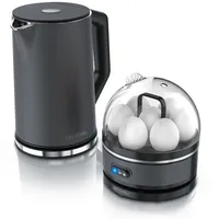 Arendo - Set Wasserkocher ELEGANT mit Eierkocher SEVENCOOK Edelstahl