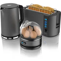 Arendo - Wasserkocher mit Toaster und Eierkocher SET Edelstahl