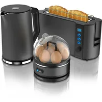 Arendo - Wasserkocher mit Toaster und Eierkocher SET Edelstahl