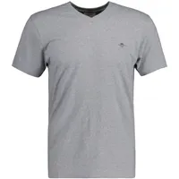 GANT Herren Slim SHIELD V-NECK T-Shirt T Shirt, Grey