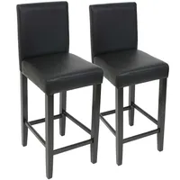 Mendler 2er-Set Barhocker Barstuhl M37 Kunstleder - schwarz, dunkle