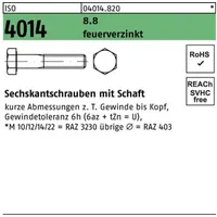 Industrial Quality Supplies ISO 4014 Sechskant-Schaftschraube M20x70 Stahl 8.8