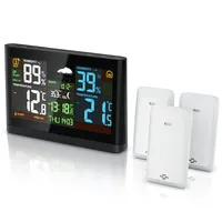 Bearware Wetterstation, Funk, Farbdisplay, 3 Außensensoren, DCF-Signal, Luftdruck, Barometer,