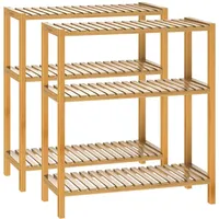 CASARIA Casaria® 2X Badezimmer Regal Stehend Bambus Holz 3