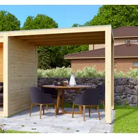 Konifera Anbaudach KONIFERA, beige (natur), B:200cm T:276cm, Holz, Terrassenüberdachungen,