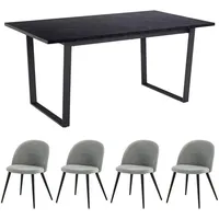 VCM ebuy24 Tilst Essgruppe Tisch Schwarz Marmor Print mit