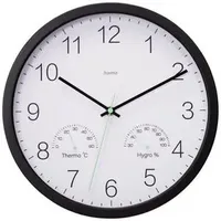 Hama Wanduhr Santorini weiß schwarz Kunststoff, Ø 30,0 cm