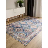 Benuta basic Waschbarer Teppich George Blau 200x300 cm -