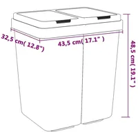 VidaXL Duo Mülleimer Weiß 2x25 L
