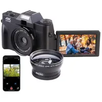 Somikon 4K-UHD-Digitalkamera 3"-Flip-HD-Display Makrolinse Schwarz