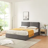 [en.casa] Polsterbett Lunner 160 x 200 cm Dunkelgrau