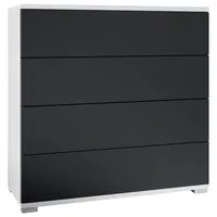 Vladon Kommode Pavos V3 (Sideboard, mit 4 Schubladen), Weiß