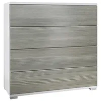 Vladon Kommode Pavos V3 (Sideboard, mit 4 Schubladen), Weiß