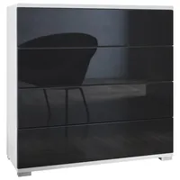 Vladon Kommode Pavos V3 (Sideboard, mit 4 Schubladen), Weiß