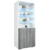 Vladon Vitrine, Anthrazit, Holzwerkstoff, 50x122.5x34.5 cm, Wohnzimmer, Wohnwände, Vitrinenschränke