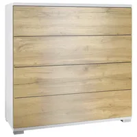 Vladon Kommode Pavos V3 (Sideboard, mit 4 Schubladen), Weiß