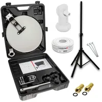 PremiumX Camping Sat-Antenne Koffer 35cm Stahl Single LNB 10m