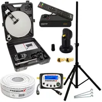 PremiumX Camping Satelliten Anlage Satellitenschüssel HD TV Receiver SAT-Finder