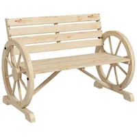 Outsunny 2-Sitzer Sitzbank, Holzbank Wagenrad-Design bis 240 kg