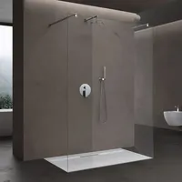 Doporro Duschwand Duschtrennwand 110x200 Walk-In Dusche mit Doppel-Stabilisator aus