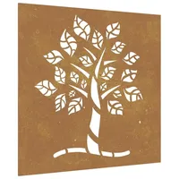 VidaXL Garten-Wanddeko 55x55 cm Cortenstahl Baum-Design