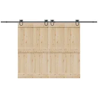 VidaXL Schiebetürbeschlag-Set 183 cm Stahl Schwarz