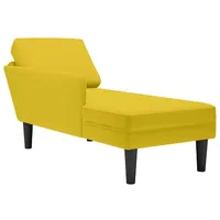 VidaXL Chaiselongue mit Kissen und Rechter Armlehne Gelb Samt