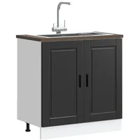 VidaXL Spülenunterschrank Porto Schwarz 80x46x81,5 cm Holzwerkstoff