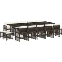 VidaXL 15-tlg. Garten-Essgruppe mit Kissen Braun Poly Rattan