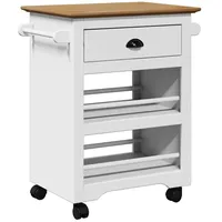 VidaXL Küchenwagen BODO Weiß und Braun 67,5x45x80 cm