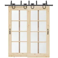 VidaXL Schiebetürbeschlag-Set 200 cm Stahl Schwarz