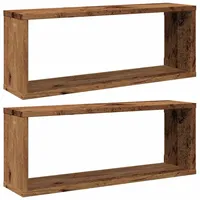 VidaXL Würfel-Wandregale 2 Stk. Altholz-Optik 60x15x23 Holzwerkstoff