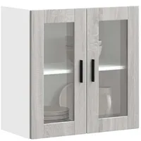 VidaXL Küchen-Hängeschrank mit Glastür Porto Grau Sonoma, Wandschrank Küche,